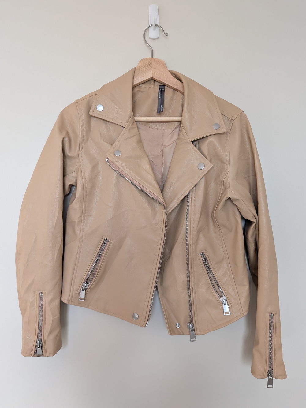 Anthropologie Tan Faux Leather Moto Jacket